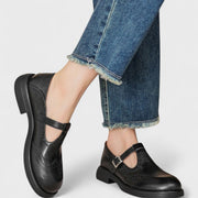 Damen-T-Spangen-Schuhe mit Flügelkappe und Brogue-Verzierungen