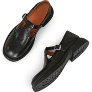Damen-T-Spangen-Schuhe mit Flügelkappe und Brogue-Verzierungen