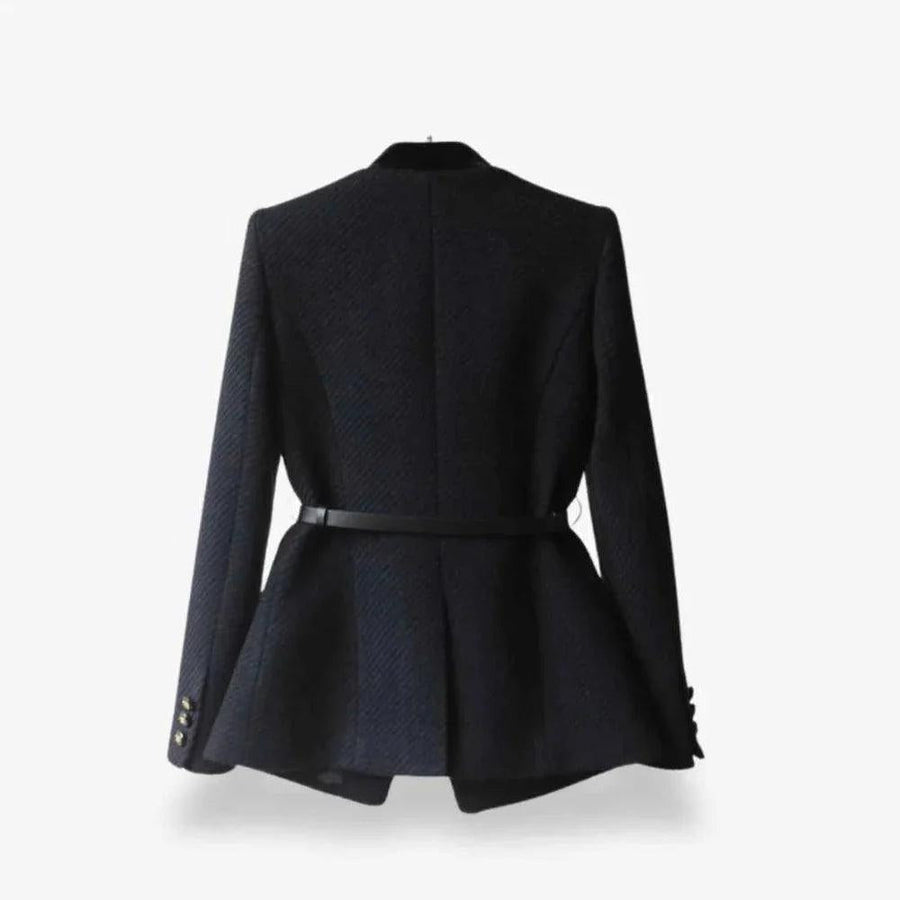 Damen Taillierter Strukturblazer mit Kontrastbesatz