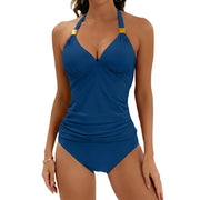 Damen-Tankini-Set mit Halterneck-Trägern und seitlichen Raffungen