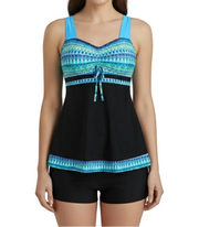 Damen Tankini-Set mit Trägeroberteil und Shorts im Musterdesign