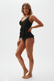 Damen Tankini Set mit Volant-Oberteil und Trägern