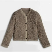 Damen Teddy Strickjacke lässiger Stil mit Knöpfen