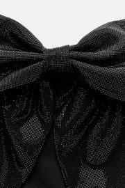 Damen-Top mit Schleifendetail und Glitzer-Struktur