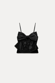 Damen-Top mit Schleifendetail und Glitzer-Struktur