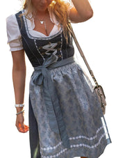 Damen Traditionelles Dirndlkleid mit Schnürmieder und Schürze
