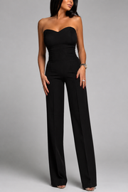 Damen trägerloser Jumpsuit mit herzförmigem Ausschnitt und weitem Bein