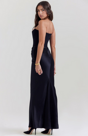 Damen trägerloses langes Kleid mit drapiertem Taillenpanel