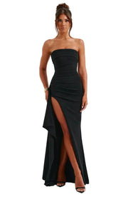 Damen Trägerloses Maxikleid mit asymmetrischem Saum und Seitenschlitz