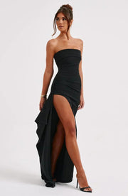 Damen Trägerloses Maxikleid mit asymmetrischem Saum und Seitenschlitz