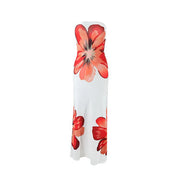 Damen Trägerloses Säulenkleid mit Großen Blumenmotiven