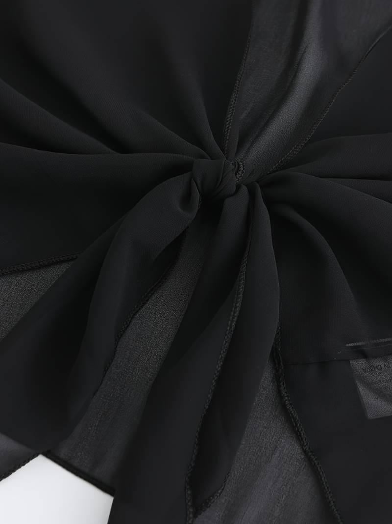 Damen transparente Kurzbluse mit Bindung vorne und kurzen Ärmeln