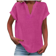 Mia | Damen V-Ausschnitt Bluse Relaxed Fit Kurzarm