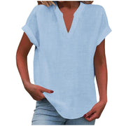 Mia | Damen V-Ausschnitt Bluse Relaxed Fit Kurzarm
