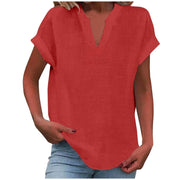 Mia | Damen V-Ausschnitt Bluse Relaxed Fit Kurzarm