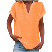 Mia | Damen V-Ausschnitt Bluse Relaxed Fit Kurzarm