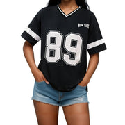 Damen V-Ausschnitt T-Shirt mit Print