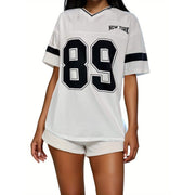 Damen V-Ausschnitt T-Shirt mit Print