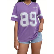 Damen V-Ausschnitt T-Shirt mit Print