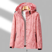 Regenjacke mit Kapuze für Damen mit Muster und Taschen