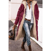 Damen lange Steppmantel mit Teddyfutter