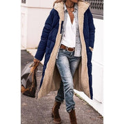 Damen lange Steppmantel mit Teddyfutter