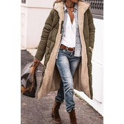 Damen lange Steppmantel mit Teddyfutter