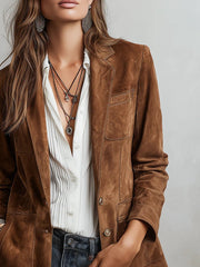 Hannah | Damen Wildleder Blazer Tailliert Vintage Stil