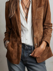 Hannah | Damen Wildleder Blazer Tailliert Vintage Stil