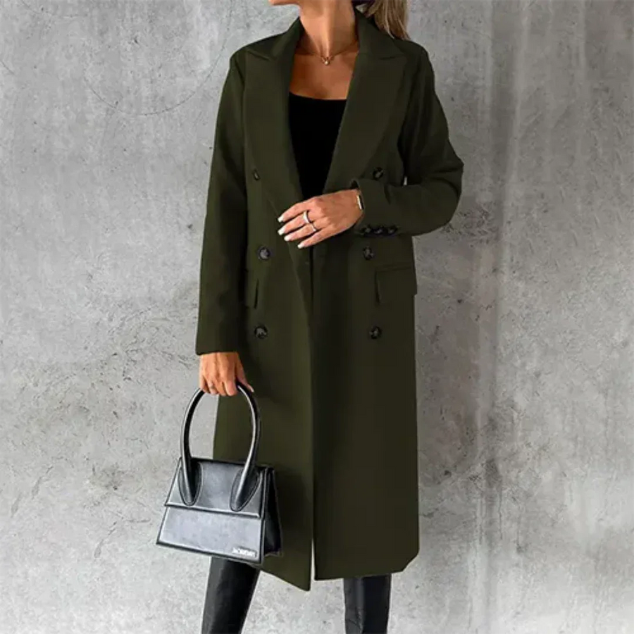 Langer Damen Wintermantel mit Knopfleiste
