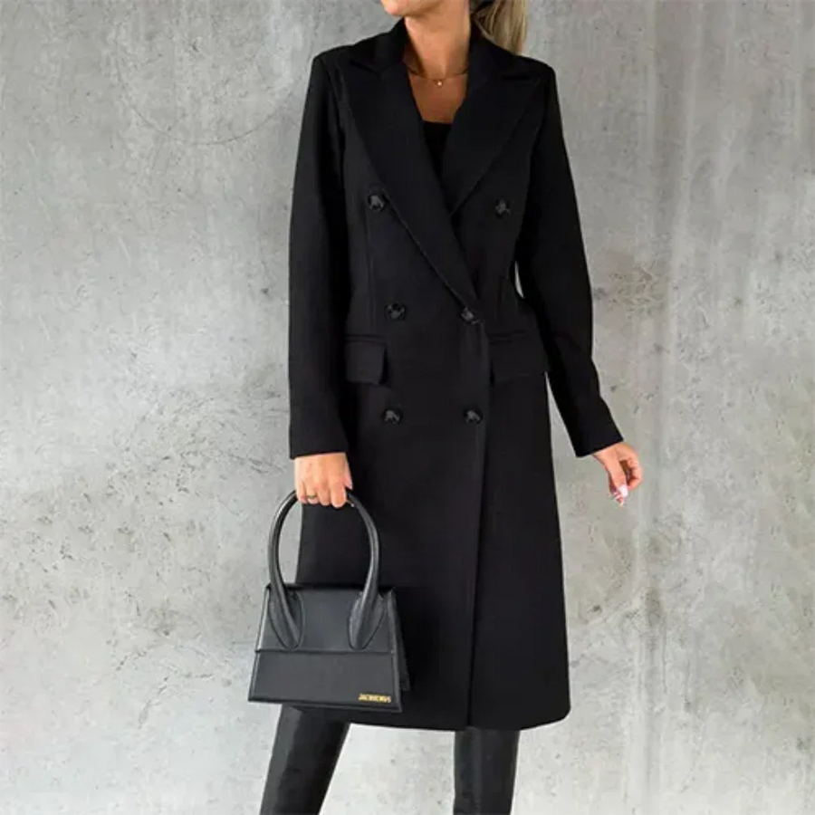 Langer Damen Wintermantel mit Knopfleiste