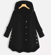 Damen Strickjacke mit Kapuze und Knöpfen