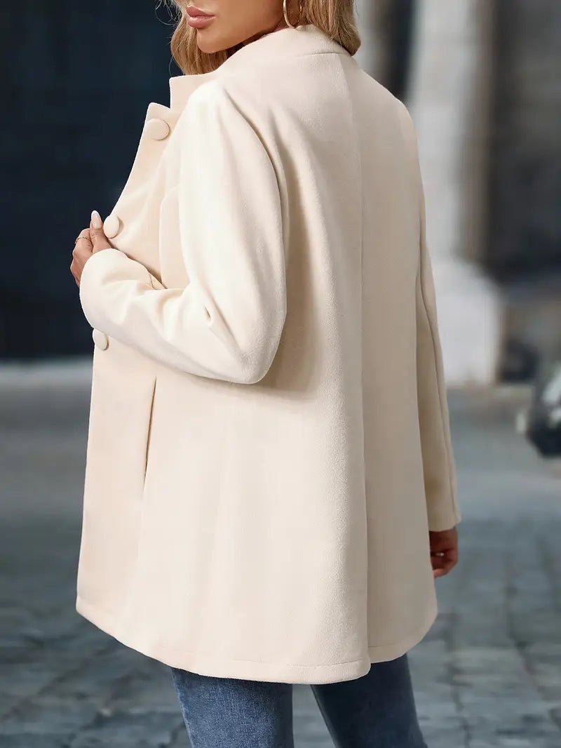 Leonie | Damen Wollmantel Knopfverschluss Mittellang Elegant