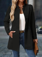 Leonie | Damen Wollmantel Knopfverschluss Mittellang Elegant