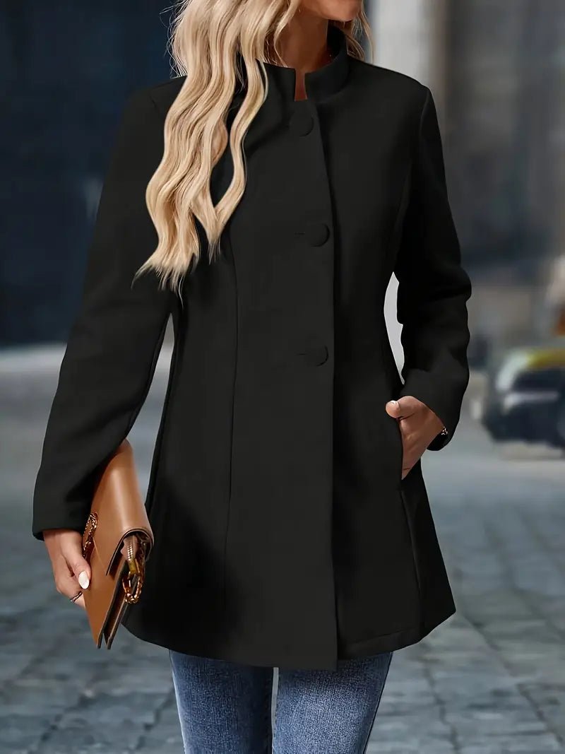 Leonie | Damen Wollmantel Knopfverschluss Mittellang Elegant