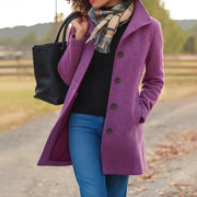 Annika | Damen Wollmantel Tailliert Knopfverschluss Winter