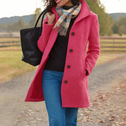 Annika | Damen Wollmantel Tailliert Knopfverschluss Winter