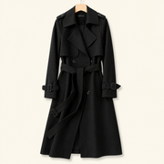 Damen Zweireihiger Trenchcoat mit Gürtel und Reverskragen sowie Ärmelriemen