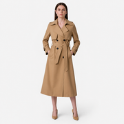 Damen Zweireihiger Trenchcoat mit Gürtel und Reverskragen sowie Ärmelriemen