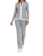 Damen Zweiteiler mit Reißverschlussjacke und gerader Hose