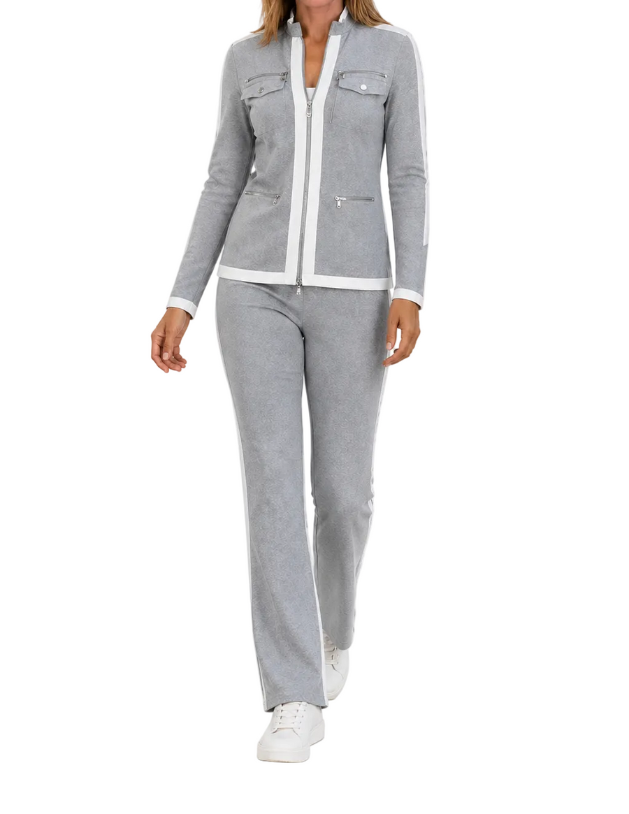 Damen Zweiteiler mit Reißverschlussjacke und gerader Hose