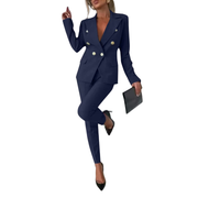Damen-Zweiteiler mit tailliertem Blazer und Hose mit geradem Bein