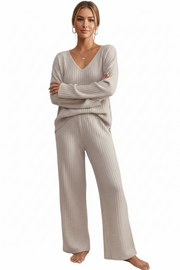 Damen Zweiteiler-Set aus gerippter Strickware