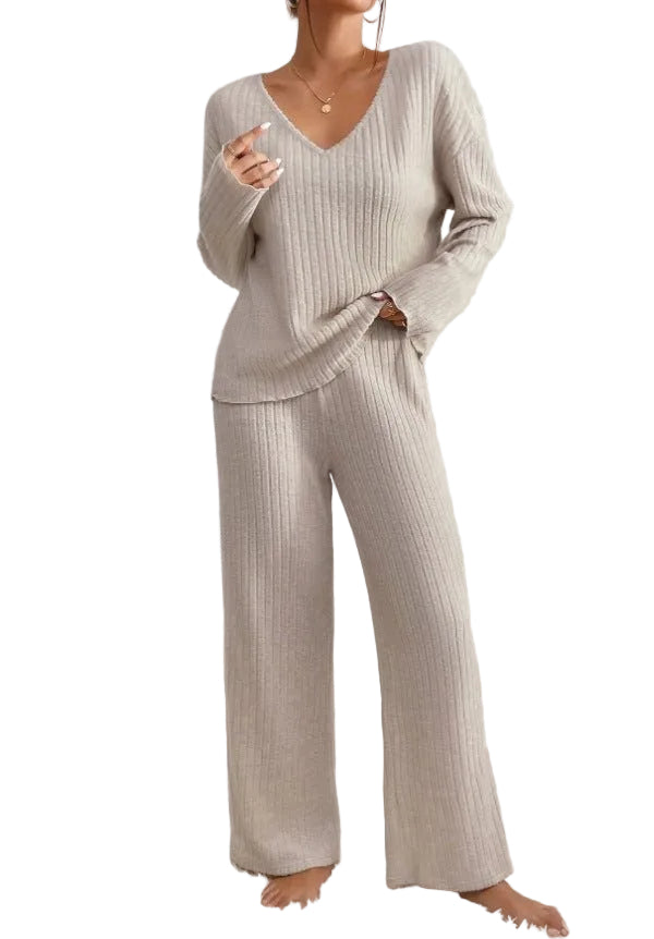 Damen Zweiteiler-Set aus gerippter Strickware