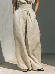 Luisa | Damen Zweiteiler Set Ärmellose Bluse Weite Hose Minimalistisch
