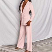 Damen Zweiteiliger Blazer und Hose Anzug mit Einzelknopf