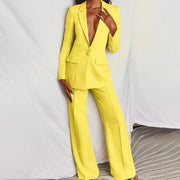 Damen Zweiteiliger Blazer und Hose Anzug mit Einzelknopf