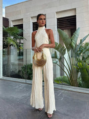 Damen Zweiteiliges Set mit Neckholder-Oberteil und weiter Hose