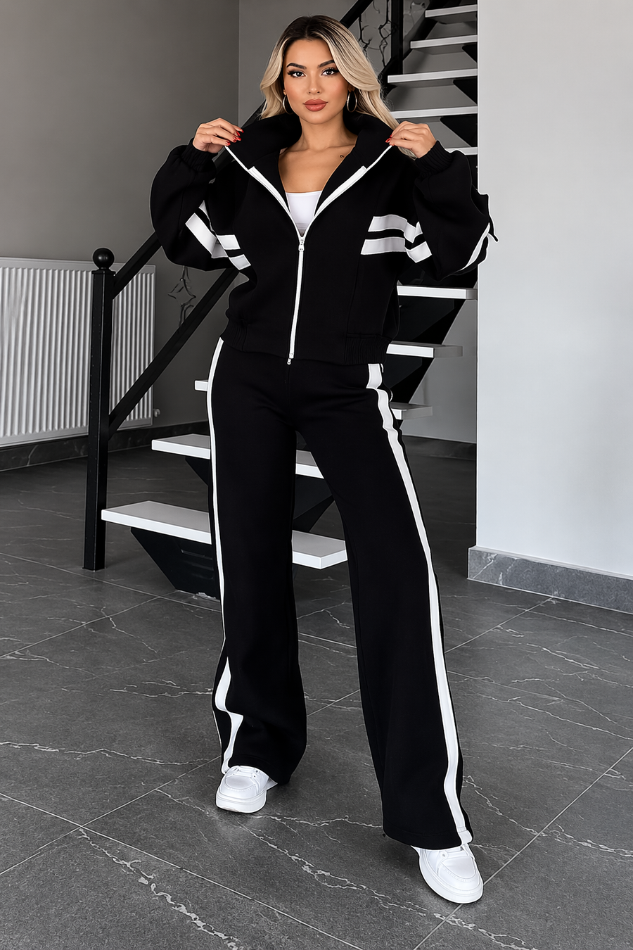 Damen Zweiteiliges Set mit Reißverschlussjacke und Hose