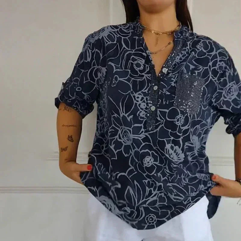 Lässige Damenbluse mit floralem Muster